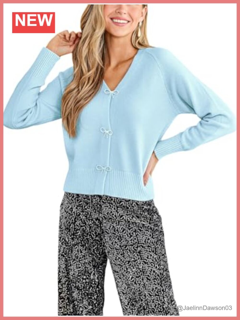 Bow Knit Cardigan Open Front Lightweight Cozy Fall Sweater